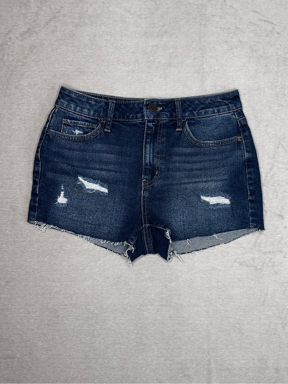 SO Dark Blue Distressed Denim Cutoff Shorts
